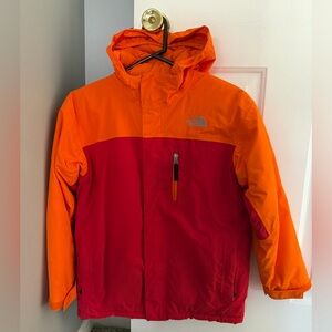 The North Face Kids' Red and Orange Jacket Size Medium. Worn once